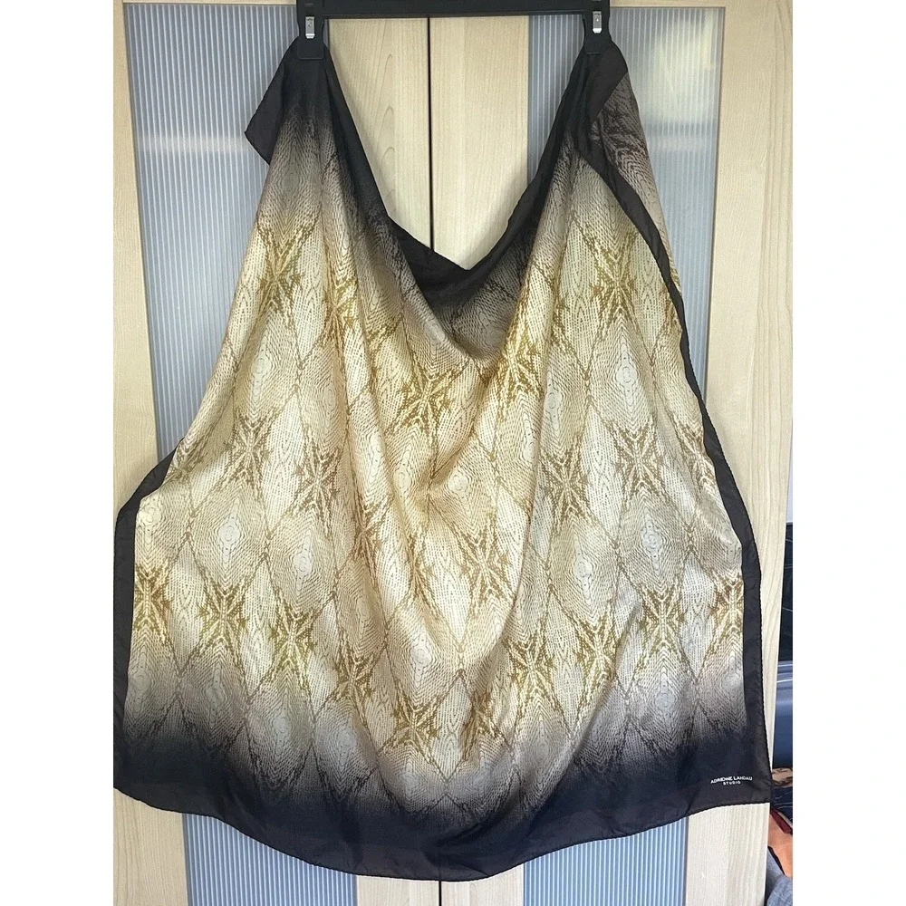 Adriene Landau Studio gold Brown snakeskin geometric print Scarf 34